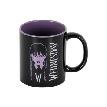 Wednesday Taza Braid Cerámica Negra Oficial para Bebidas Calientes
