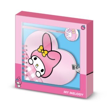 Hello Kitty My Melody Diario Corazón Llave + Boli Cute Pack Rosa