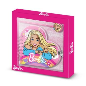 Barbie Pack Regalo Diario Corazón con Llave y Bolígrafo Rainbow Rosa