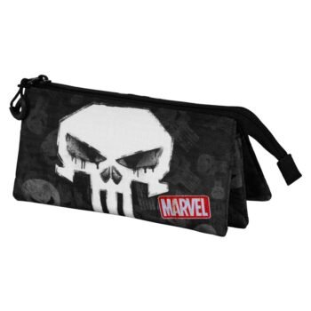 Marvel Punisher Estuche Portatodo Triple Skull Plano Negro