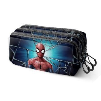 Marvel Spiderman Trick Fan 2.2 Estuche Escolar 3 Compartimentos AZUL