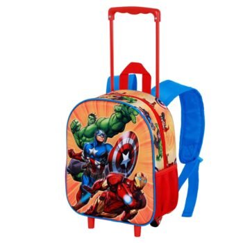 Mochila Infantil Marvel Avengers 3D Con Ruedas Pequeña Attack ROJO