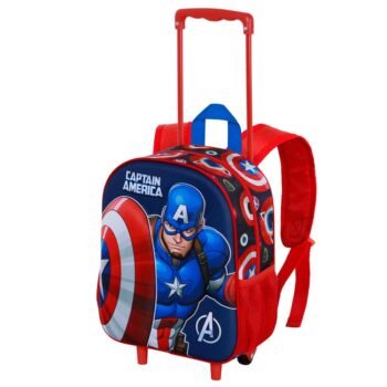 Mochila Infantil 3D Con Ruedas Capitán América Patriot Marvel MULTICOLOR