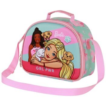 Barbie Bolsa Portamerienda Infantil 3D Pets Rosa con Cremallera