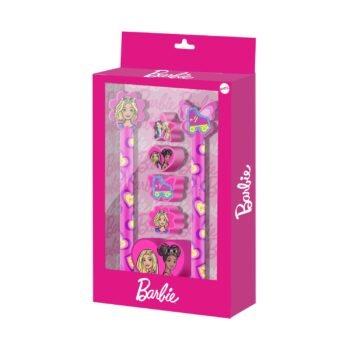 Barbie Pack Papelería Bolígrafo Borrable Lápiz Eternal Gomas Sacapuntas Rosa