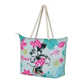 Disney Minnie Soleil Tropic: Bolsa de Playa Verde con Cremallera