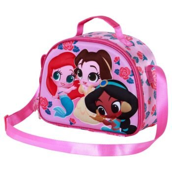 Disney Princesas Porta Alimentos Infantil Rosa | Bolsa Merienda 3D Flowers