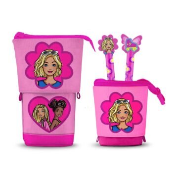 Barbie Estuche Portatodo Cute Vertical ROSA + 2 Bolígrafos Borrables Flower