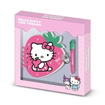 Hello Kitty Pack Diario Fresa Espiral + Bolígrafo 6 Colores Strawberry Rosa