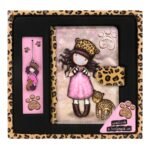 Gorjuss Set Cuaderno y Marcapáginas "Purrrrrfect Love" Leopardo Oficial