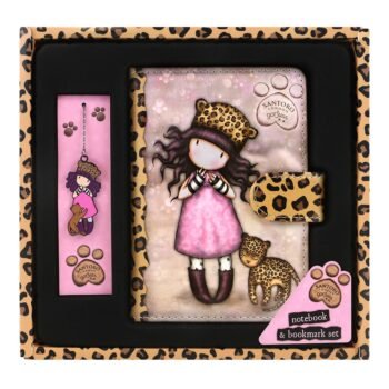 Gorjuss Set Cuaderno y Marcapáginas "Purrrrrfect Love" Leopardo Oficial
