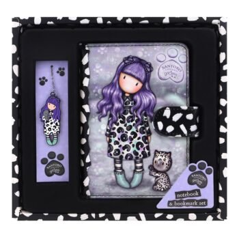 Gorjuss Smitten Kitten Set Cuaderno Marcapáginas Negro/Blanco SAFTA