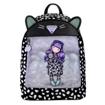 Mochila Mini Gorjuss 'Smitten Kitten' Oficial SAFTA - Negro y Blanco
