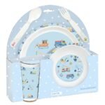 Articulos Safta Preescolar "Grúas" Set de Vajilla Infantil Azul