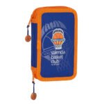 Valencia Basket Plumier Doble Pequeño 28 Pcs SAFTA Oficial Azul Naranja