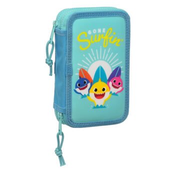 Baby Shark "Surfing" Plumier Doble Pequeño Azul