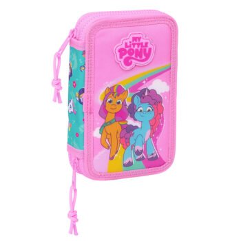 My Little Pony Magic Plumier Doble Pequeño 28 Pcs Rosa/Turquesa