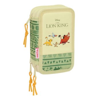 Disney El Rey León Mufasa Plumier Triple 37 Pcs Verde/Beige