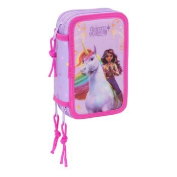 Unicorn Academy Plumier Triple LILA 37 Piezas SAFTA Original