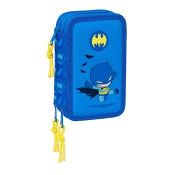 Plumier Triple SAFTA Batman Preescolar AZUL 37 Pcs Oficial DC