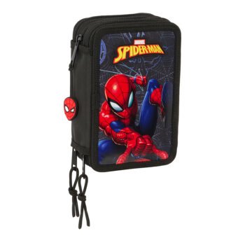 Plumier Triple Spider-Man Attack Marvel Negro 37 Pcs SAFTA