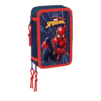 Plumier Triple Spider-Man Marvel Avengers Azul 37 Pcs SAFTA