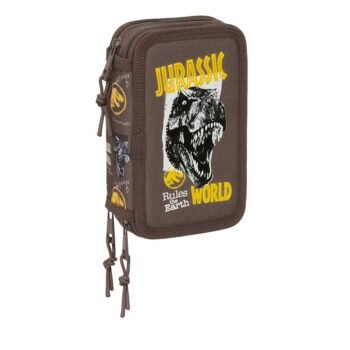 Jurassic World Plumier Triple Marrón SAFTA 37 Pcs Preescolar