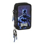 Plumier Triple Batman DC 37 Pcs Negro Oficial SAFTA