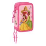 Princesas Disney Plumier Triple 37 Pcs Escolar Rosa SAFTA Oficial