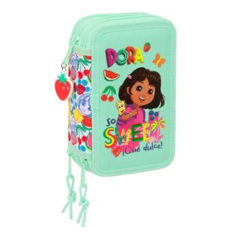 Dora la Exploradora Plumier Triple TURQUESA 37 Pcs SAFTA