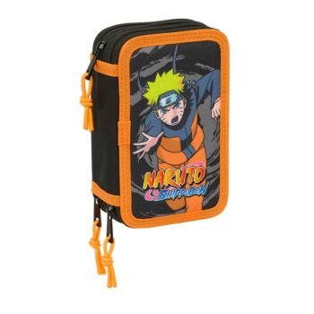 Plumier Triple Naruto SAFTA NEGRO 37 Pcs | Estuche Escolar Oficial