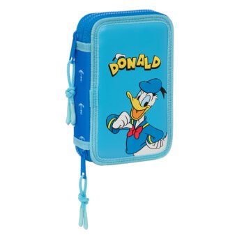 Plumier Doble Disney Donald Infantil Azul 28 Pcs SAFTA