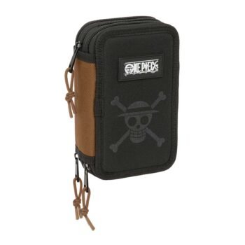 One Piece Plumier Triple Negro SAFTA | Estuche Escolar 37 Pcs