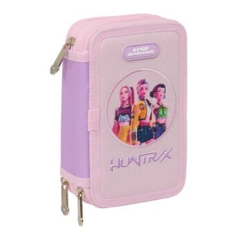 K-Pop Demon Hunters Iconic Plumier Triple LILA 37 Pcs SAFTA