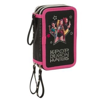 K-Pop Demon Hunters Energy Plumier Triple 37 Pcs Negro SAFTA