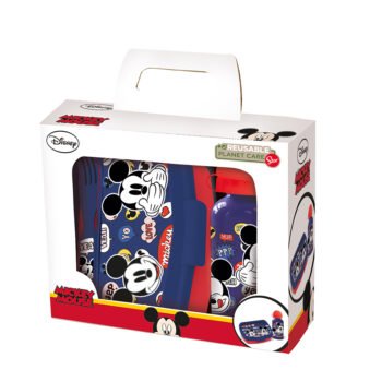 Disney Mickey Happy Smiles Set Botella y Sandwichera Infantil Rojo/Azul