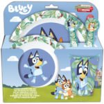 Bluey Set Vajilla Infantil 5 Piezas Celeste SAFTA Oficial Sin BPA