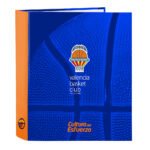 Carpeta Valencia Basket 4 Anillas Lomo Ancho Azul Naranja SAFTA Pack 2