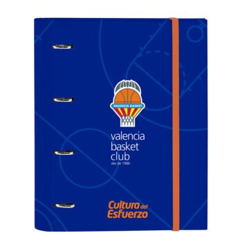 Valencia Basket Carpeta Escolar 4 Anillas A4 Tapas Duras Cuadriculadas Azul