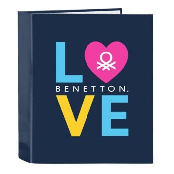 Benetton Love Carpeta Folio 4 Anillas Lomo Ancho Azul Marino | Pack 2