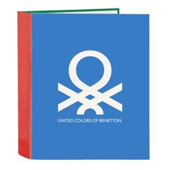 Benetton "Topitos" Carpeta Folio 4 Anillas Lomo Ancho Blanco Roto