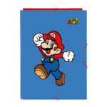 Carpeta Folio 3 Solapas Super Mario World AZUL Pack 2 SAFTA