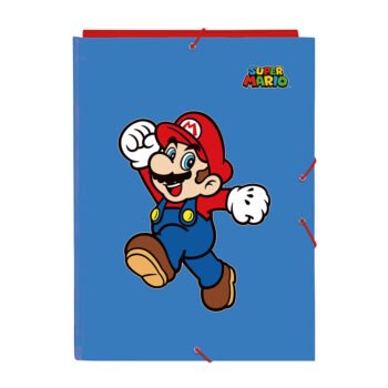 Carpeta Folio 3 Solapas Super Mario World AZUL Pack 2 SAFTA