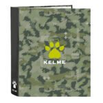 Kelme "Travel" Carpeta Folio 4 Anillas Lomo Ancho Verde/Negro