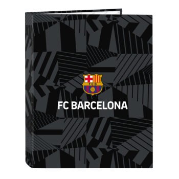 F.C. Barcelona Black Carpeta 4 Anillas Folio Negro SAFTA | Pack 2