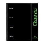 Carpeta Escolar Kappa Black Negra A4 con Recambio y 4 Anillas Redondas