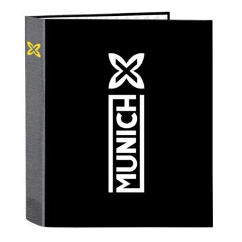 Munich Topo Carpeta F4 Lomo Ancho 4 Anillas Negra SAFTA SuperMochilas