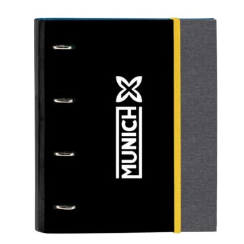 Munich Carpeta Escolar Topo Negra A4 SAFTA - 4 Anillas, 100 Hojas Cuadriculadas