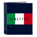 Benetton Flag Carpeta Folio 4 Anillas Lomo Ancho Azul Marino