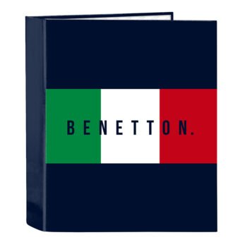Benetton Flag Carpeta Folio 4 Anillas Lomo Ancho Azul Marino